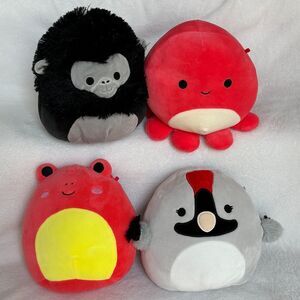 Lot of 4 Squishmallow 7” Plush Toys Aron Gorilla Octopus Frog Whooping Crane